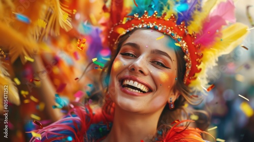 Joyful Woman at Carnival Celebration © Alena