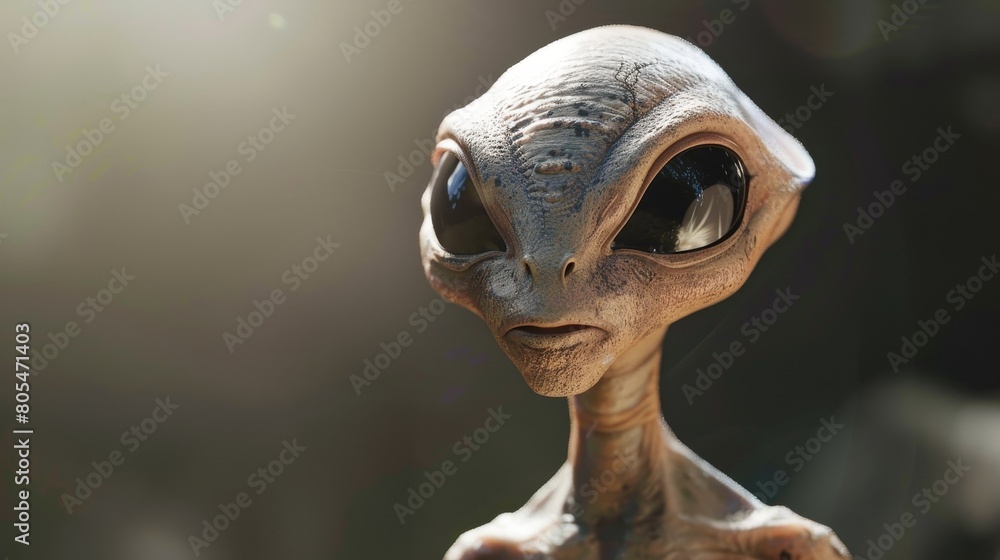 A small alien with a big head and a small body A small alien with a big head and a small body