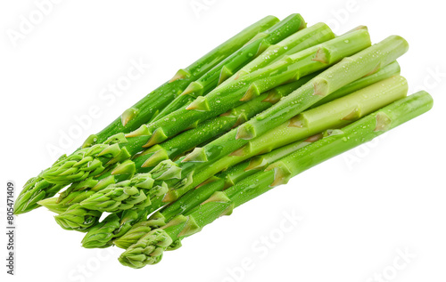 Fresh green asparagus stalks isolated on transparent background