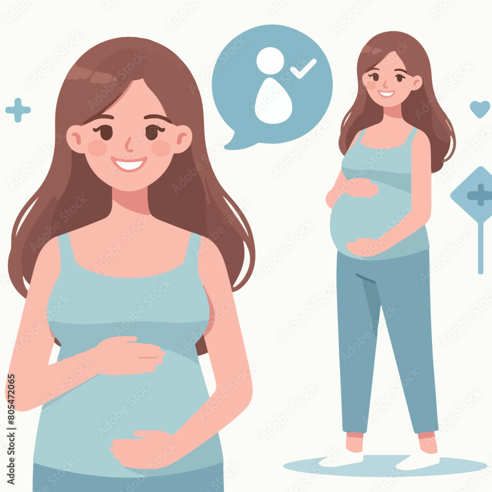 collection of vector illustrations of pregnant women