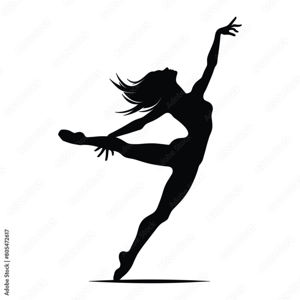 Fototapeta premium Black silhouette of Contemporary dancer vector