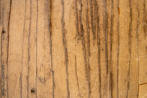 A photo of the texture of an old wooden surface with cracks.Vintage text background.High-resolution antique countertop.