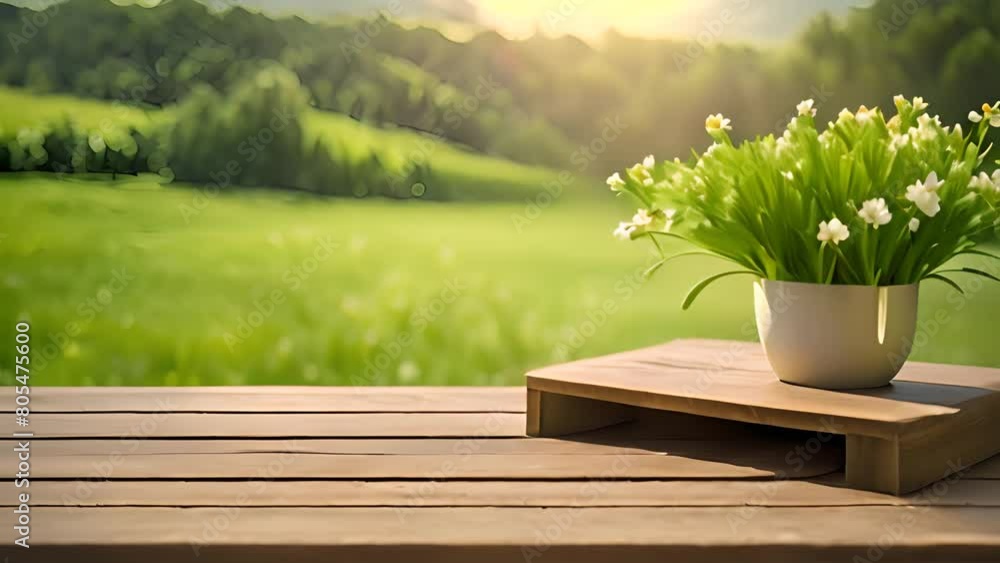 Potted Plant on Wooden Table Generative AI Potted Plant on Wooden Table Generative AI