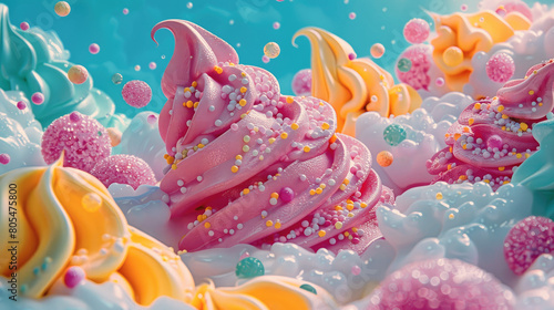 Dreamy background with colorful sweets,  joyful occasion concept, generative ai © pronoia