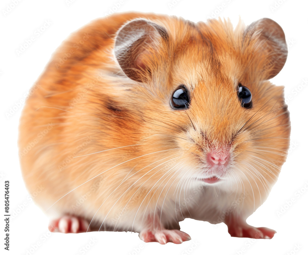 Close-up of a cute hamster isolated on transparent background