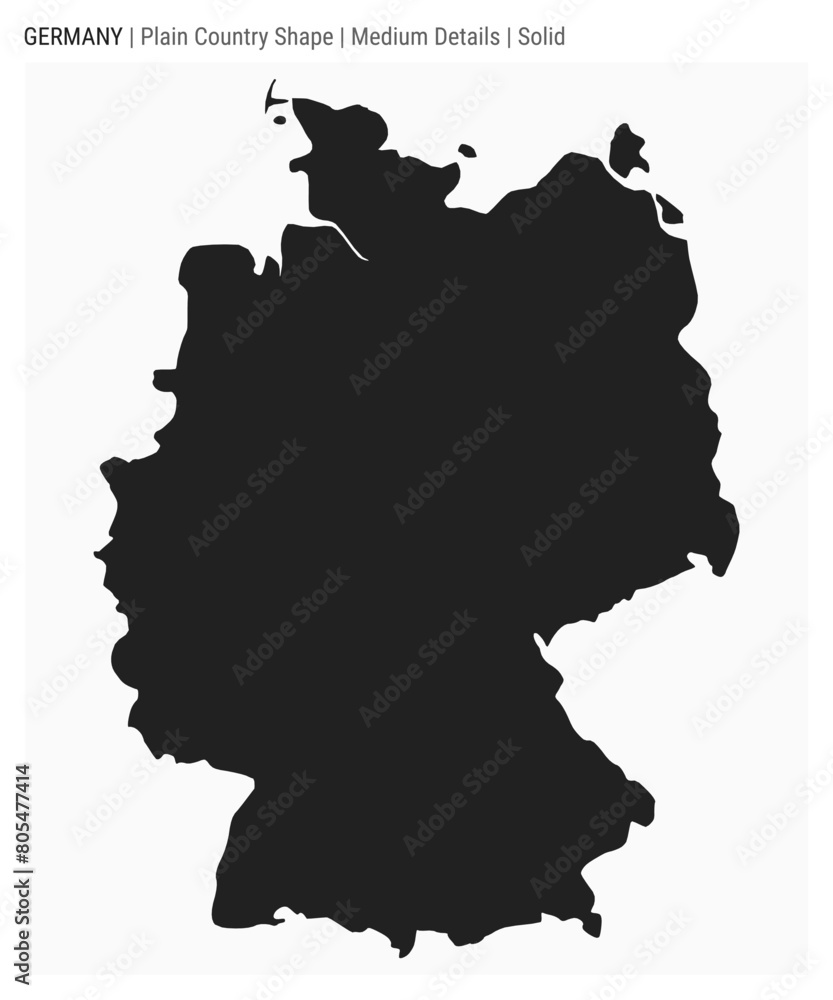 Germany plain country map. Medium Details. Solid style. Shape of Germany. Vector illustration.