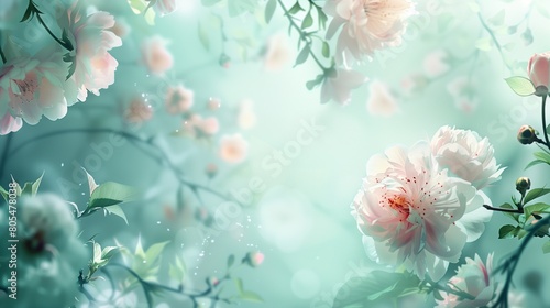A sophisticated vector floral background for spring, featuring an elegant arrangement of peonies photo