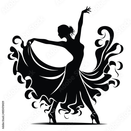 Black silhouette of Ballroom dancer vector