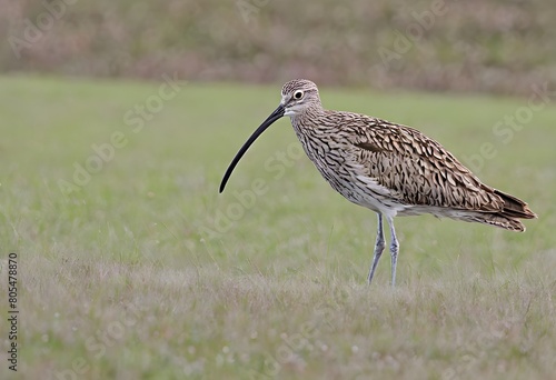 A view of a Curlew in the grass