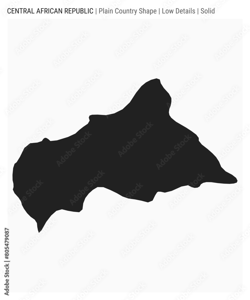 CAR plain country map. Low details. Solid style. Shape of the Central African Republic. Vector illustration. CAR plain country map. Low details. Solid style. Shape of the Central African Republic. Vector illustration.