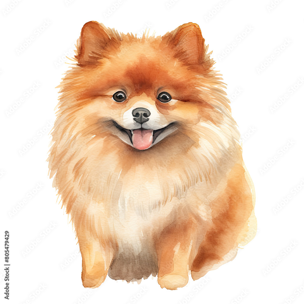 AI-Generated Watercolor cute Pomeranian Clip Art Illustration. Isolated elements on a white background. AI-Generated Watercolor cute Pomeranian Clip Art Illustration. Isolated elements on a white background.