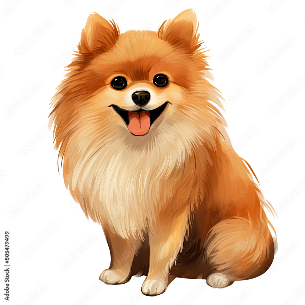 AI-Generated Watercolor cute Pomeranian Clip Art Illustration. Isolated elements on a white background. AI-Generated Watercolor cute Pomeranian Clip Art Illustration. Isolated elements on a white background.