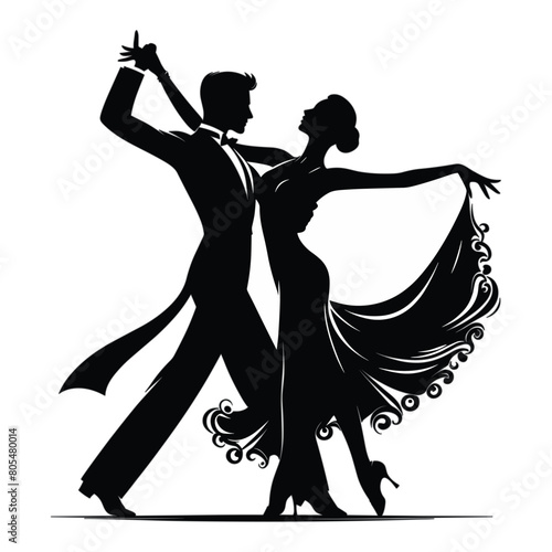 silhouette of Dancing couple vector
