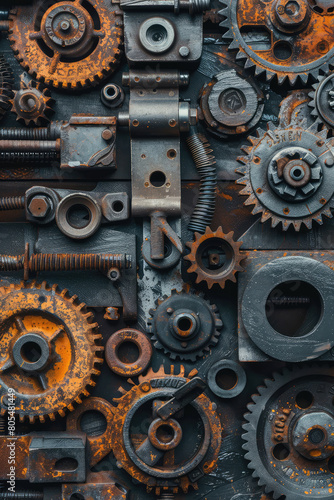 Wallpaper Mural Abstract background with different metal details industrial design. Mechanical components, process, technique. Torontodigital.ca