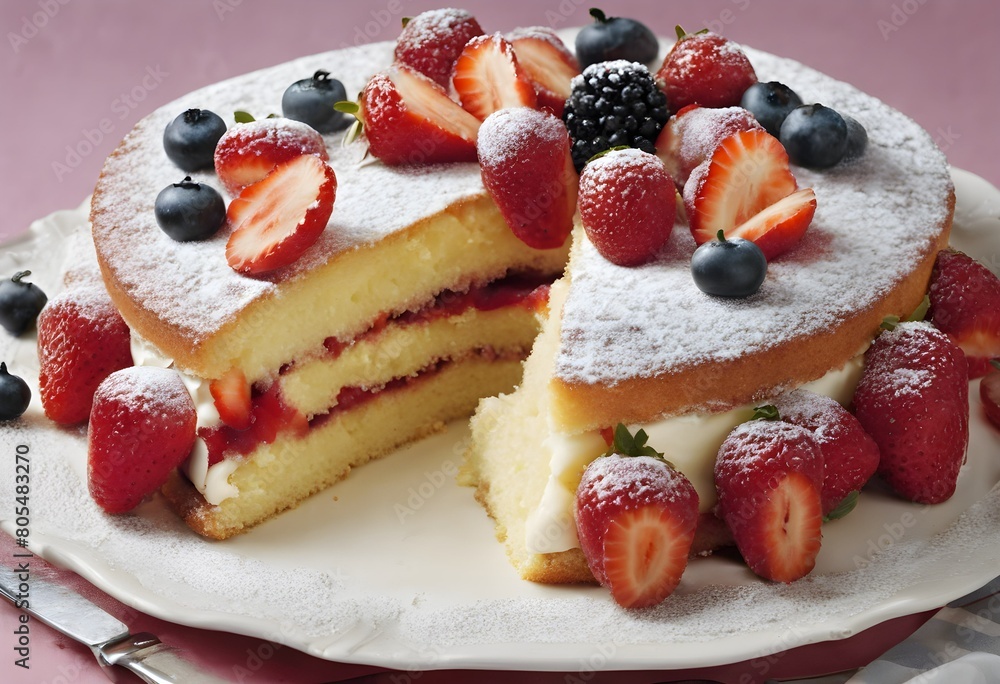 A view of a Victoria Sponge Cake A view of a Victoria Sponge Cake