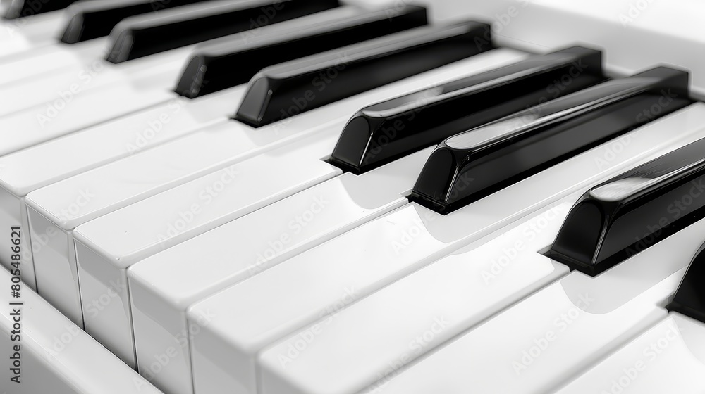 black and white keys, reflection of light atop black and white keys, reflection of light atop