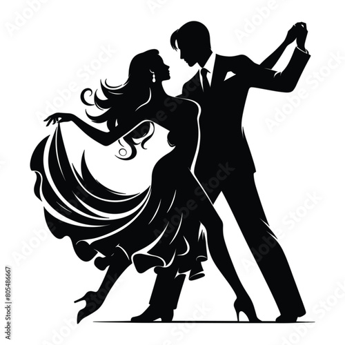 silhouette of Dancing couple vector