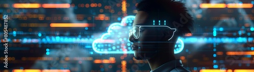 Cloud computing concept  connect to cloud Businessman or information technologist click on cloud computing icon photo