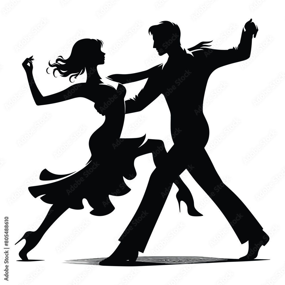 silhouette of Dancing couple vector silhouette of Dancing couple vector