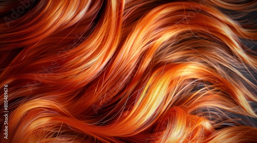   A detailed shot of hair exhibiting orange and brown streaks atop and below the strands