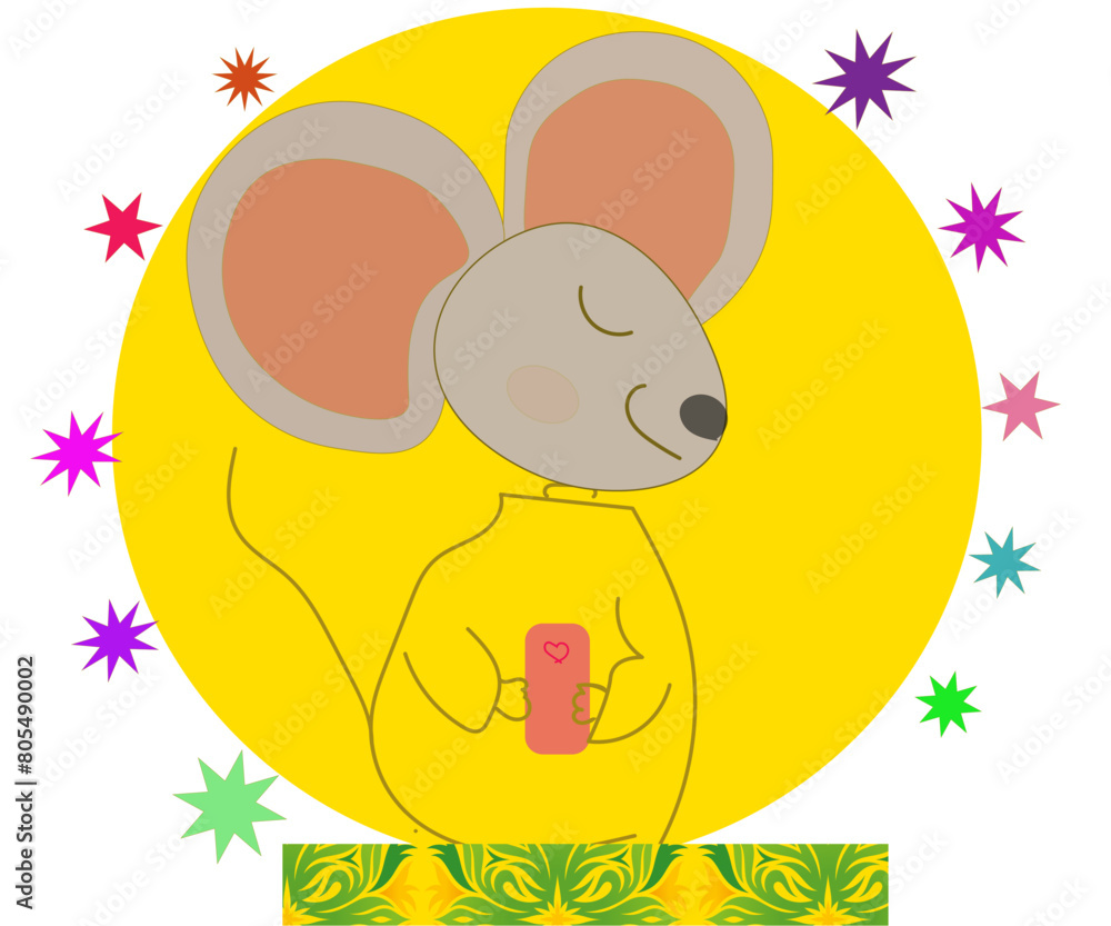 Obraz premium Миша та мобілка