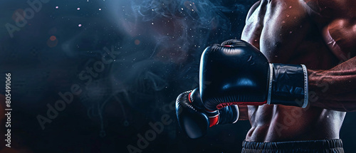 Boxer Focused and Ready, Dramatic Smoky Background in Heroheader Format 