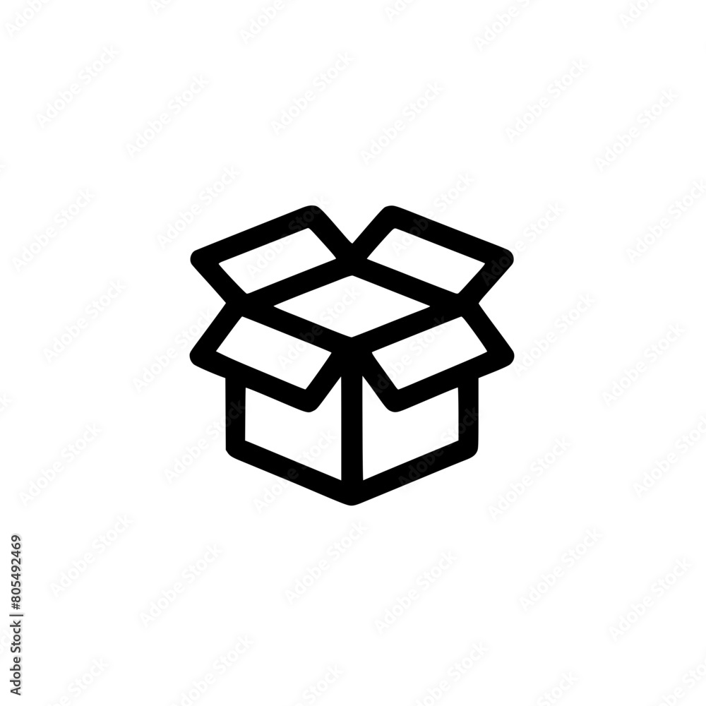 Minimalist open box icon on white background Minimalist open box icon on white background