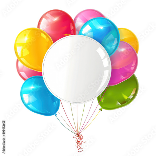 W powietrzu unoszą się różnokolorowe balony, wśród których znajdują się dzieci. 🎈