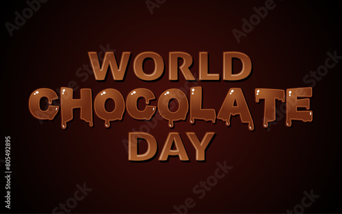 Celebration of World Chocolate Day with this image, crafted from melted chocolate font type atop a dark background. Perfect for social media posts, blog headers, and promotional material