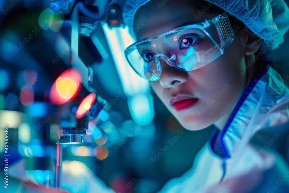 About realistic portrait of a biomedical engineer working on medical devices About realistic portrait of a biomedical engineer working on medical devices