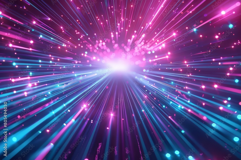 An Abstract futuristic Background with neon fiber optic lines illustrates the speed of communication in the digital age, Sharpen 3d rendering background An Abstract futuristic Background with neon fiber optic lines illustrates the speed of communication in the digital age, Sharpen 3d rendering background