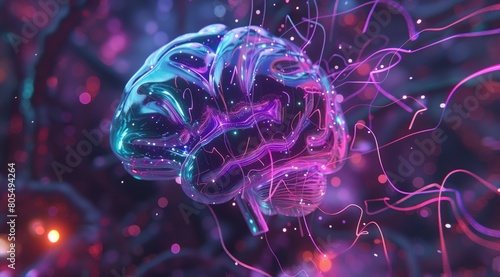 Human brain in activity  neuronal connection  brain power