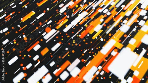 White and orange Elements on a Background of Vibrant black with Stylish Stripes