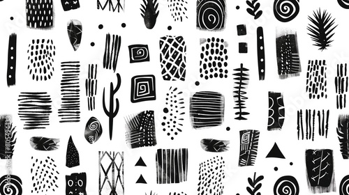 Minimalist Boho Doodle Seamless Digital Paper