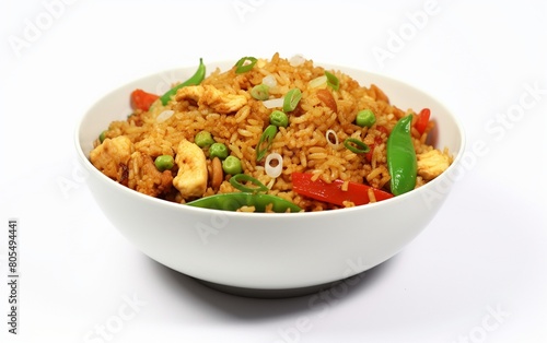 Chicken Fried Rice Isolated on White