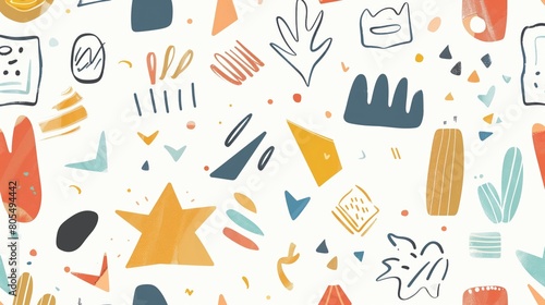 Minimalist Boho Doodle Seamless Digital Paper