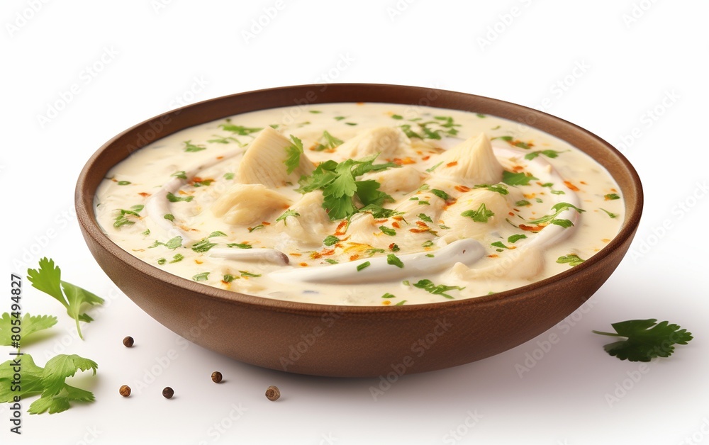 Chicken Malai Chatni Presented on White Surface