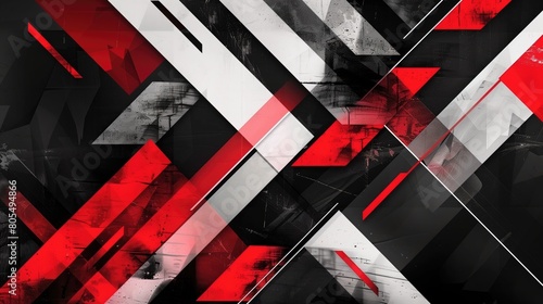Design a compelling geometric presentation with red white black abstract