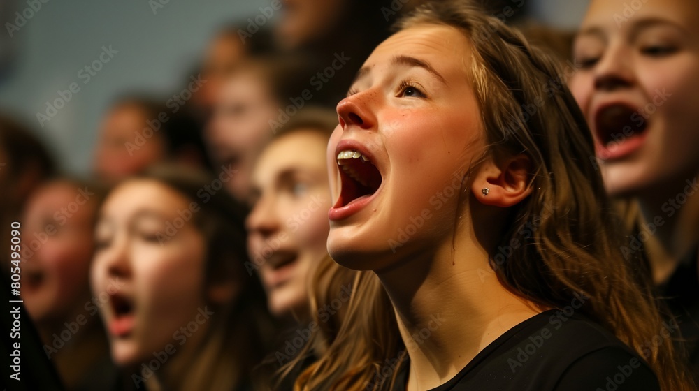 a group of young girls singing a group of young girls singing