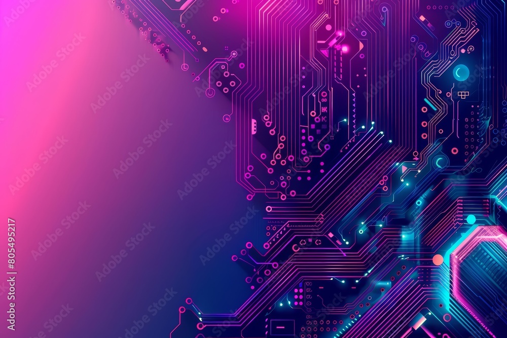 In the Creative Banner of digital innovation, circuits and code merge seamlessly, and element of main concept with solid color background and with large copy space for text In the Creative Banner of digital innovation, circuits and code merge seamlessly, and element of main concept with solid color background and with large copy space for text