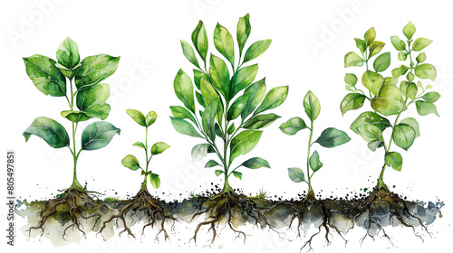 Seedlings growing in different types of soil photo