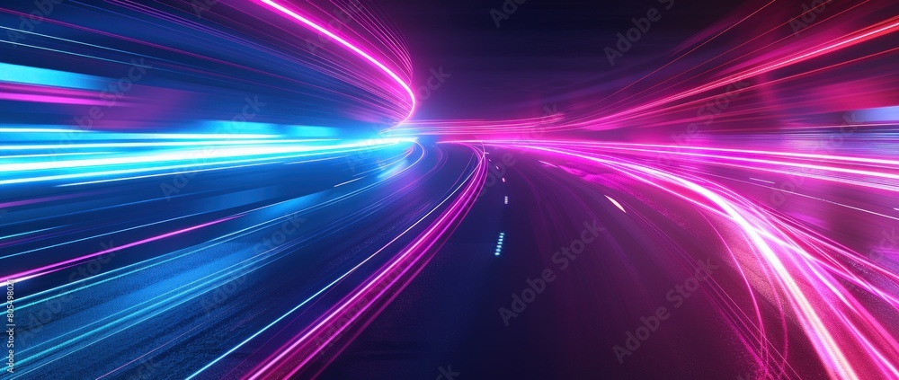 Abstract futuristic background with neon light trails. Generate AI image Abstract futuristic background with neon light trails. Generate AI image