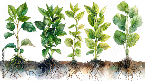 The image shows the root system of different plants. photo