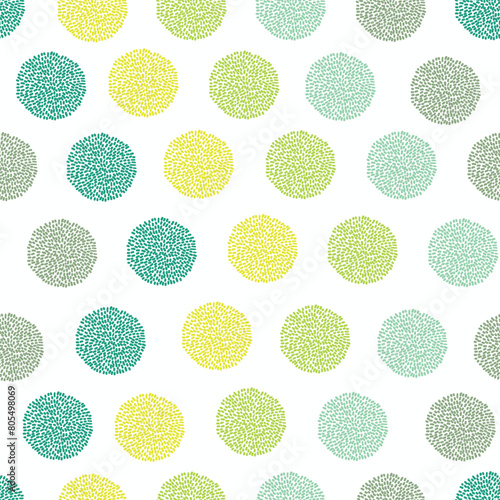 Vector seamless pattern colorful pompom bobble color gradient yellow and green arrow shape perfect for wallpaper