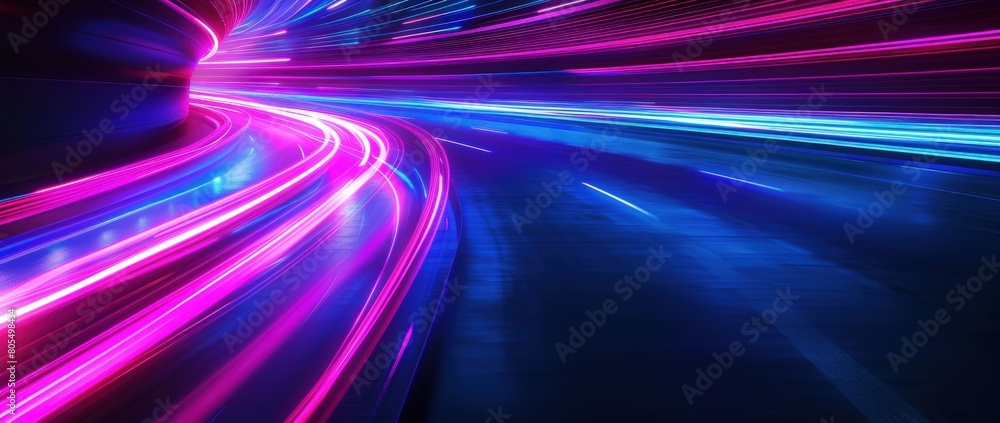 Abstract futuristic background with neon light trails. Generate AI image Abstract futuristic background with neon light trails. Generate AI image