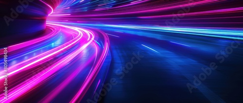 Abstract futuristic background with neon light trails. Generate AI image