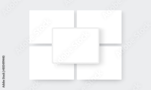Clay Tablet Mockup With Blank Screen For Showing Mobile App Designs. Vector Illustration