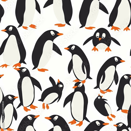 Friendly Penguin Seamless Pattern Endless Fun and Entertainment
