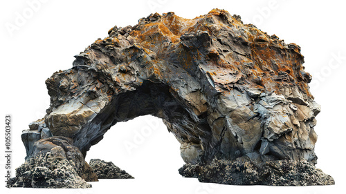 Majestic artificial rock archway, cut out photo