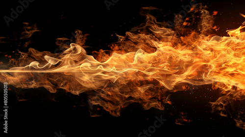 Fiamma ardente di fuoco rosso su sfondo nero photo